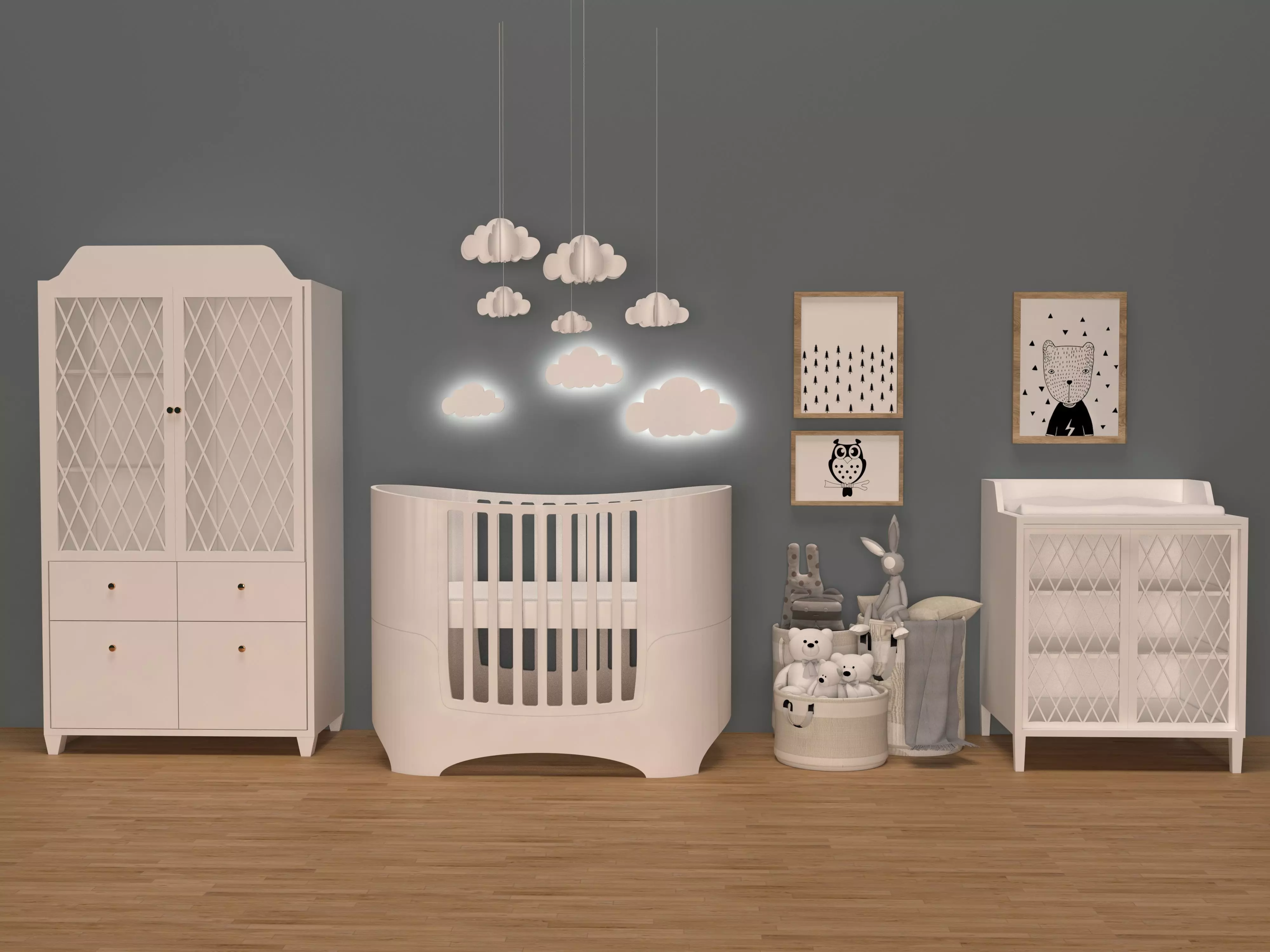 Leander baby furniture set 3D  3D model_0