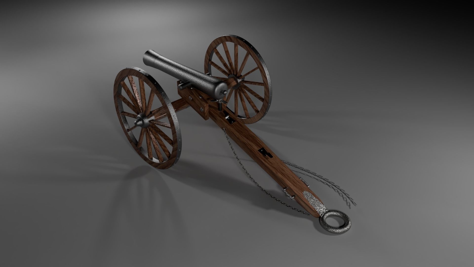 Field Gun - Cannon Low-poly 3D model_4