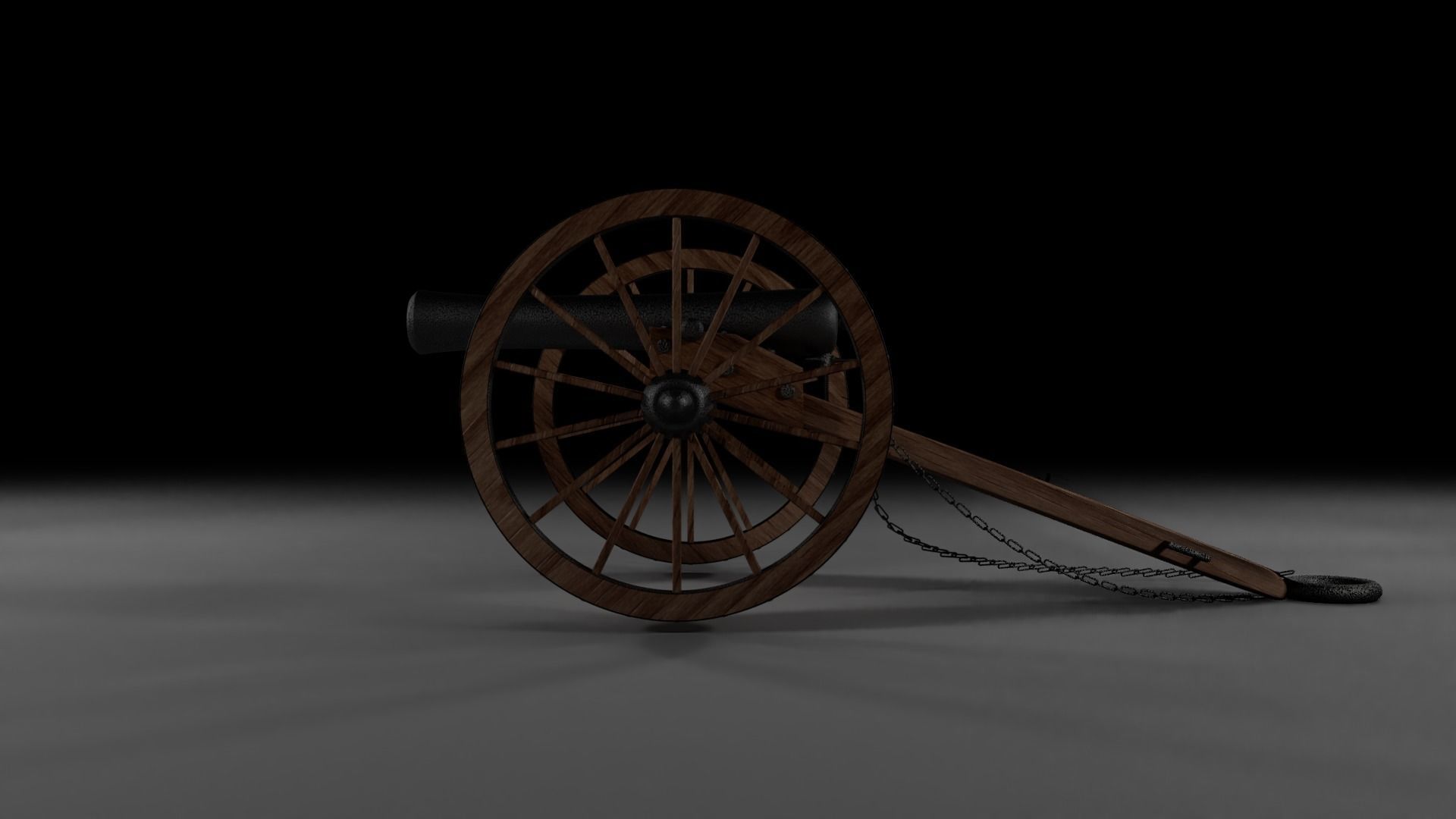 Field Gun - Cannon Low-poly 3D model_3