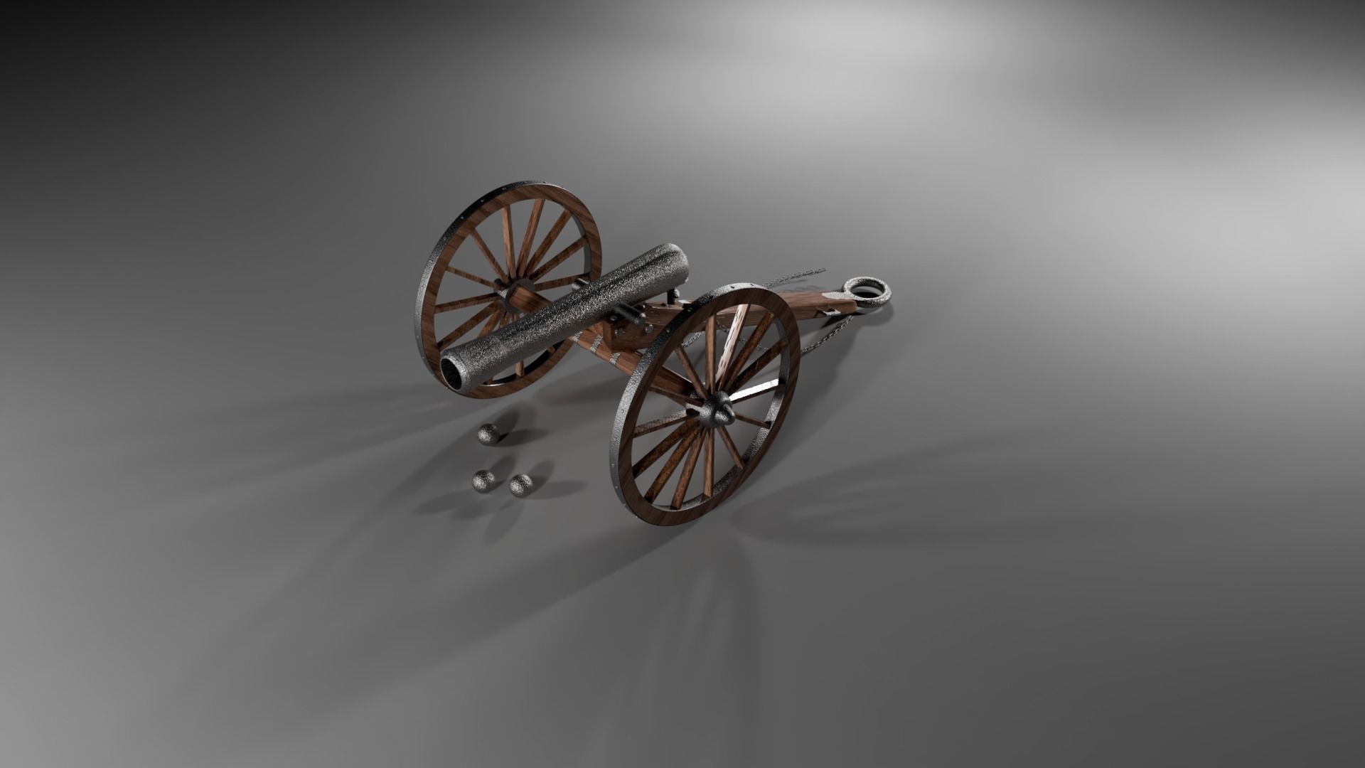 Field Gun - Cannon Low-poly 3D model_5