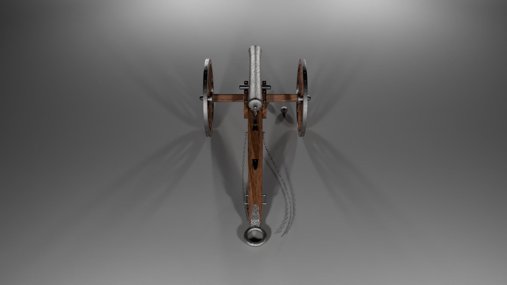 Field Gun - Cannon Low-poly 3D model_6