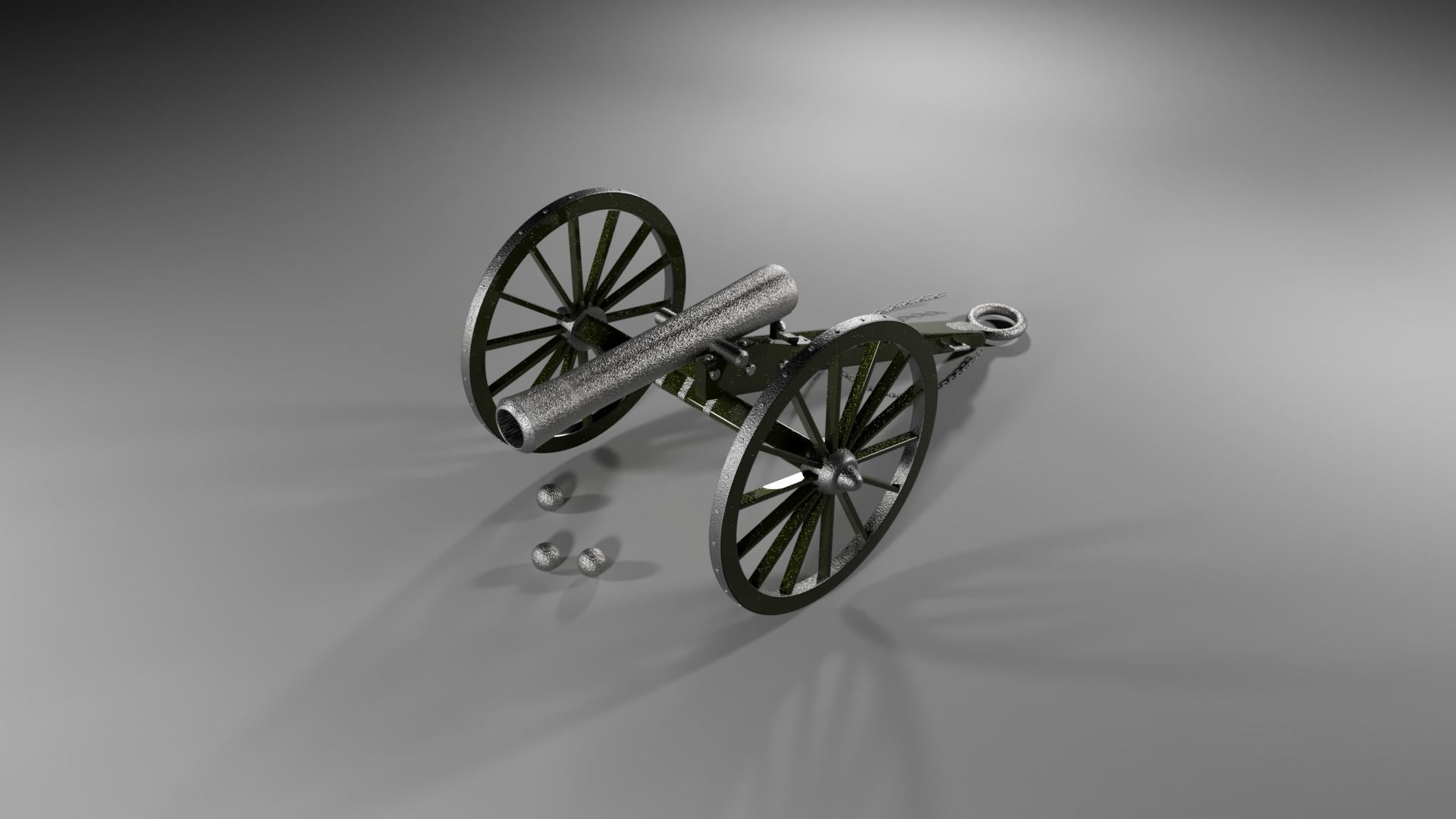 Field Gun - Cannon Low-poly 3D model_1