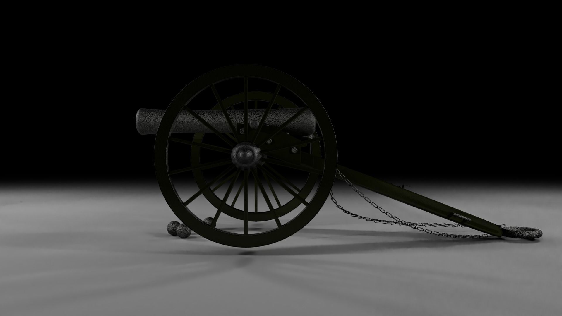 Field Gun - Cannon Low-poly 3D model_7