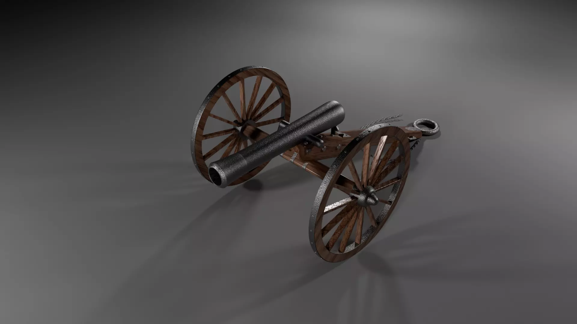 Field Gun - Cannon Low-poly 3D model_0