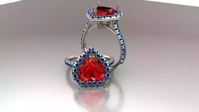 Heart Ring with ruby and diamonds