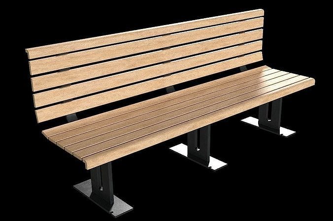 Bench09 park bench with slats Low-poly 3D model