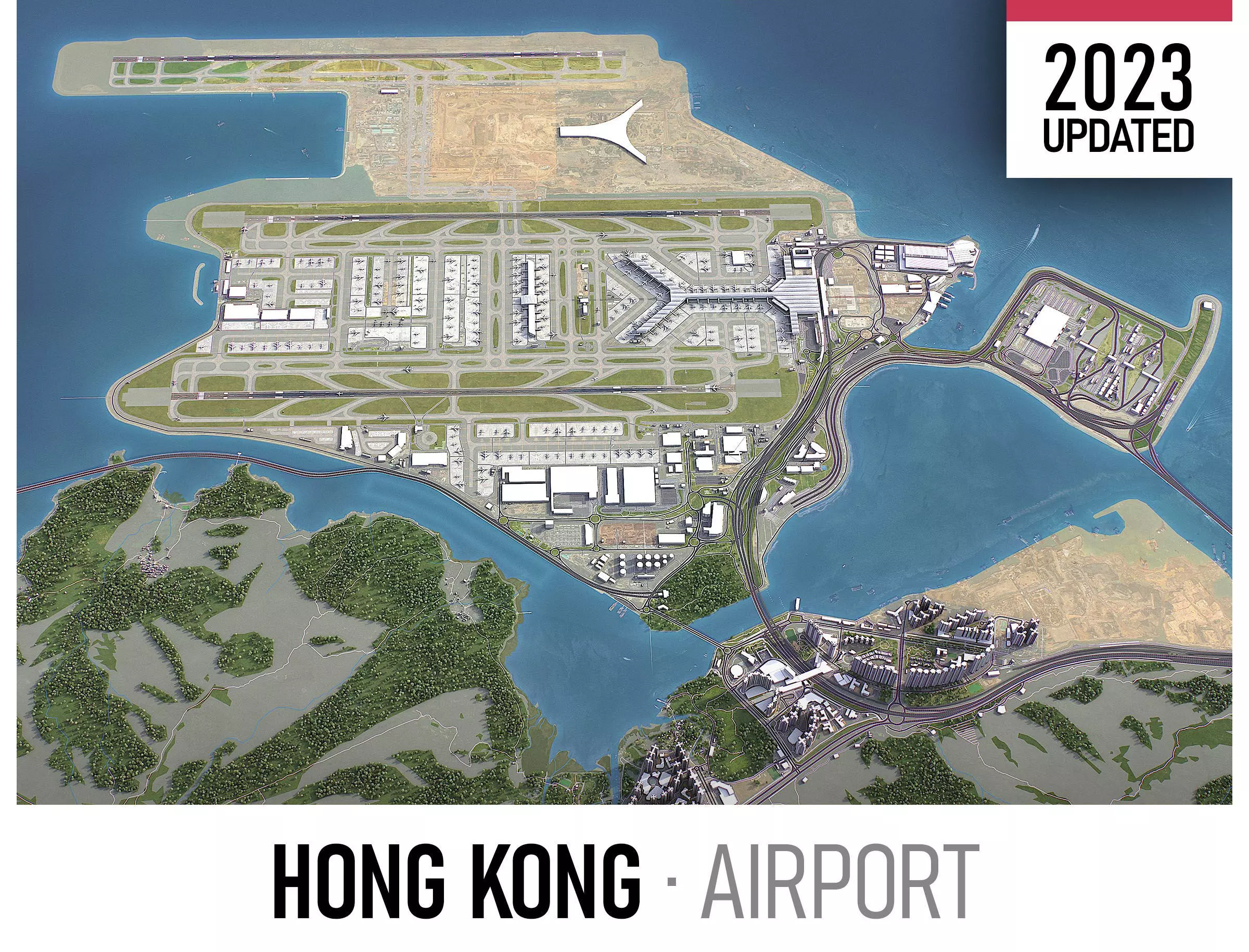 Hong Kong Airport Low-poly 3D model