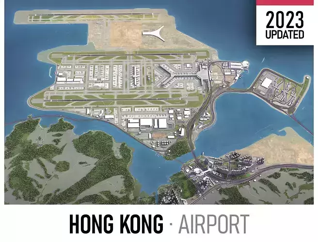 Hong Kong Airport Low-poly 3D model