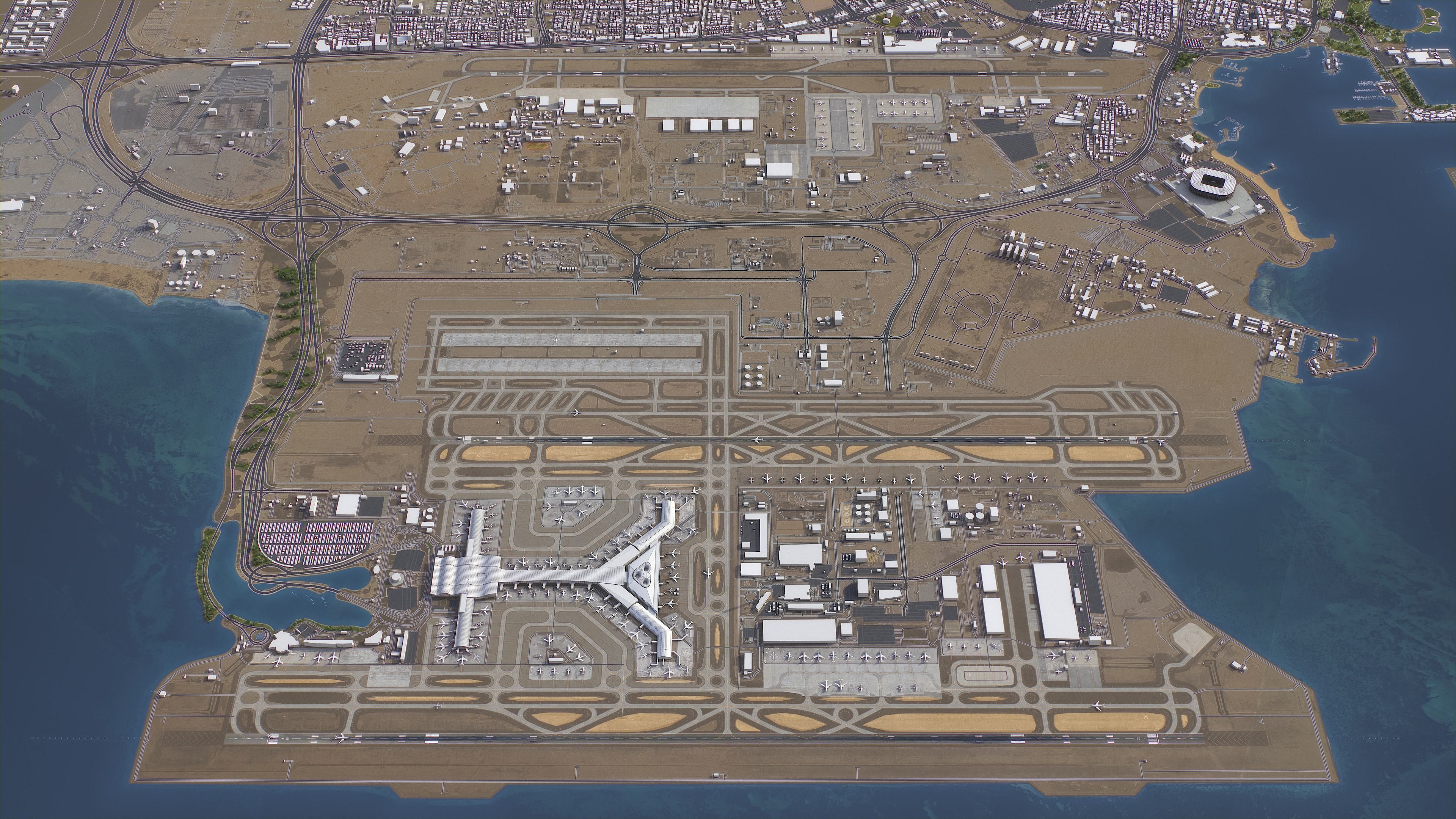 Doha - Hamad 3D Airport Low-poly 3D model_7