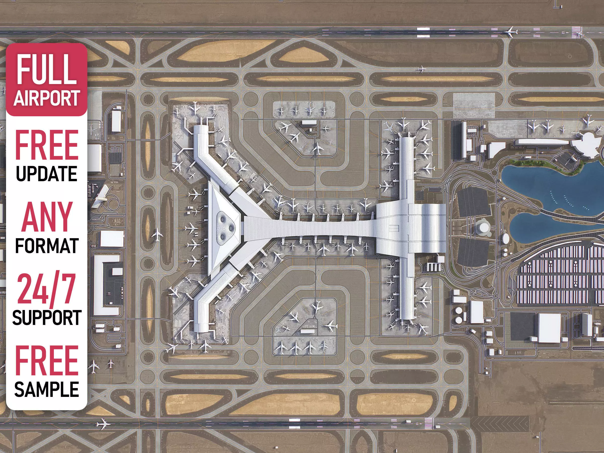 Doha - Hamad 3D Airport Low-poly 3D model_0