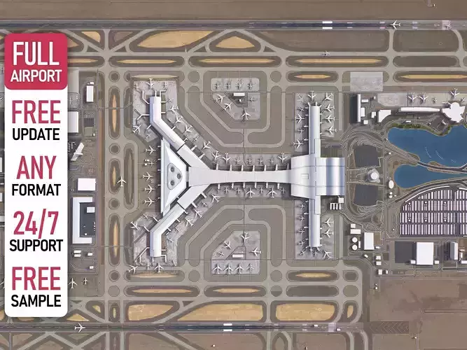 Doha - Hamad 3D Airport Low-poly 3D model