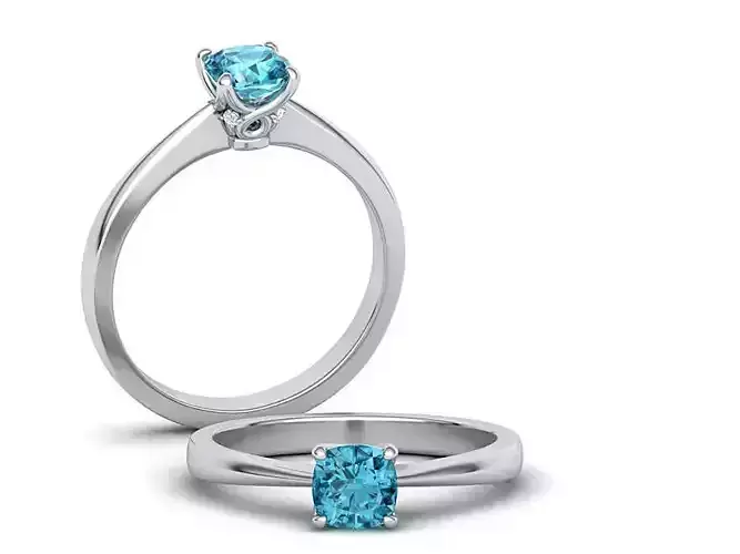 Cushion Solitaire Engagement ring 3dmodel  5mmx5mm stone size