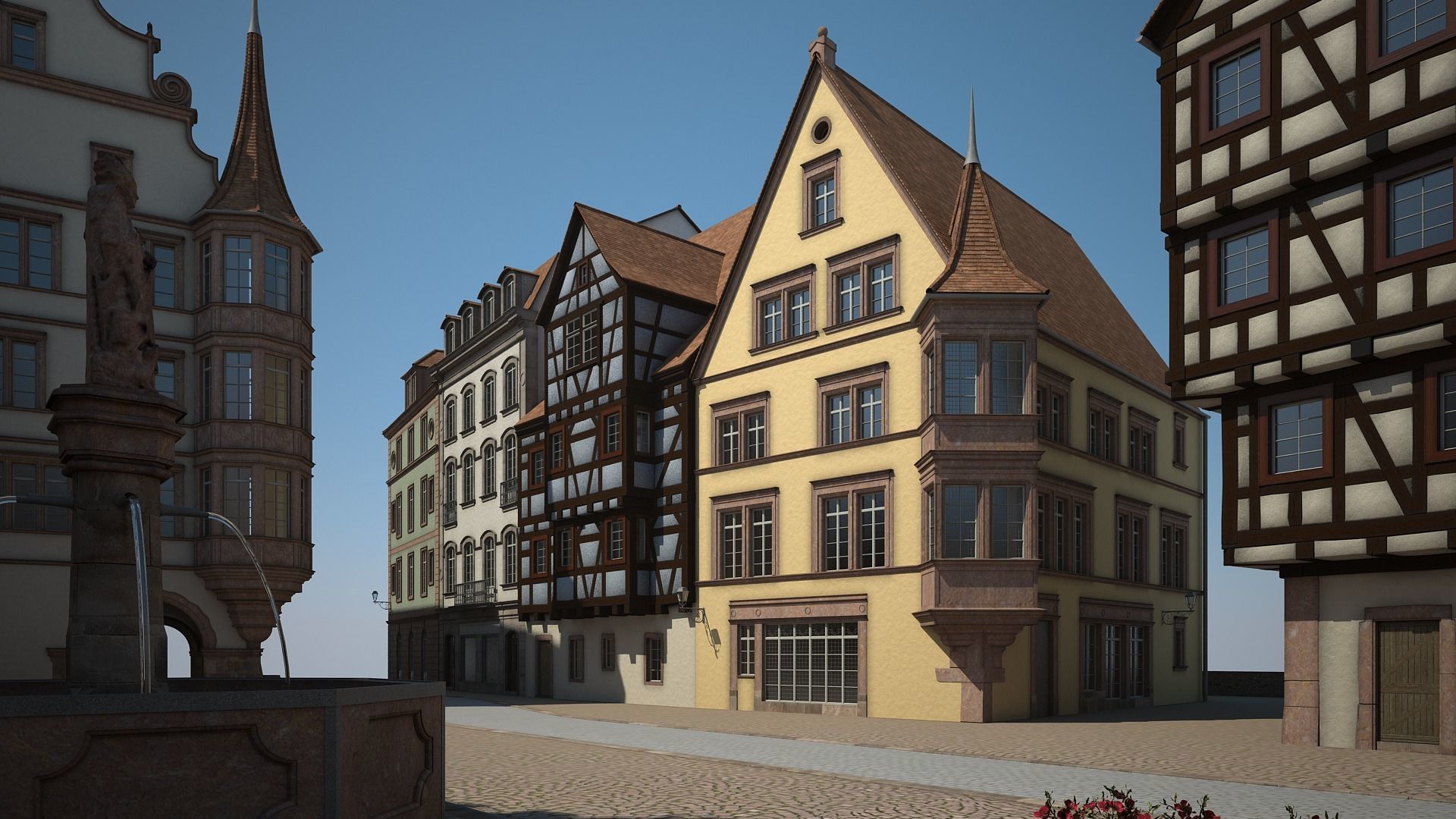 Medieval Village 3D model_4