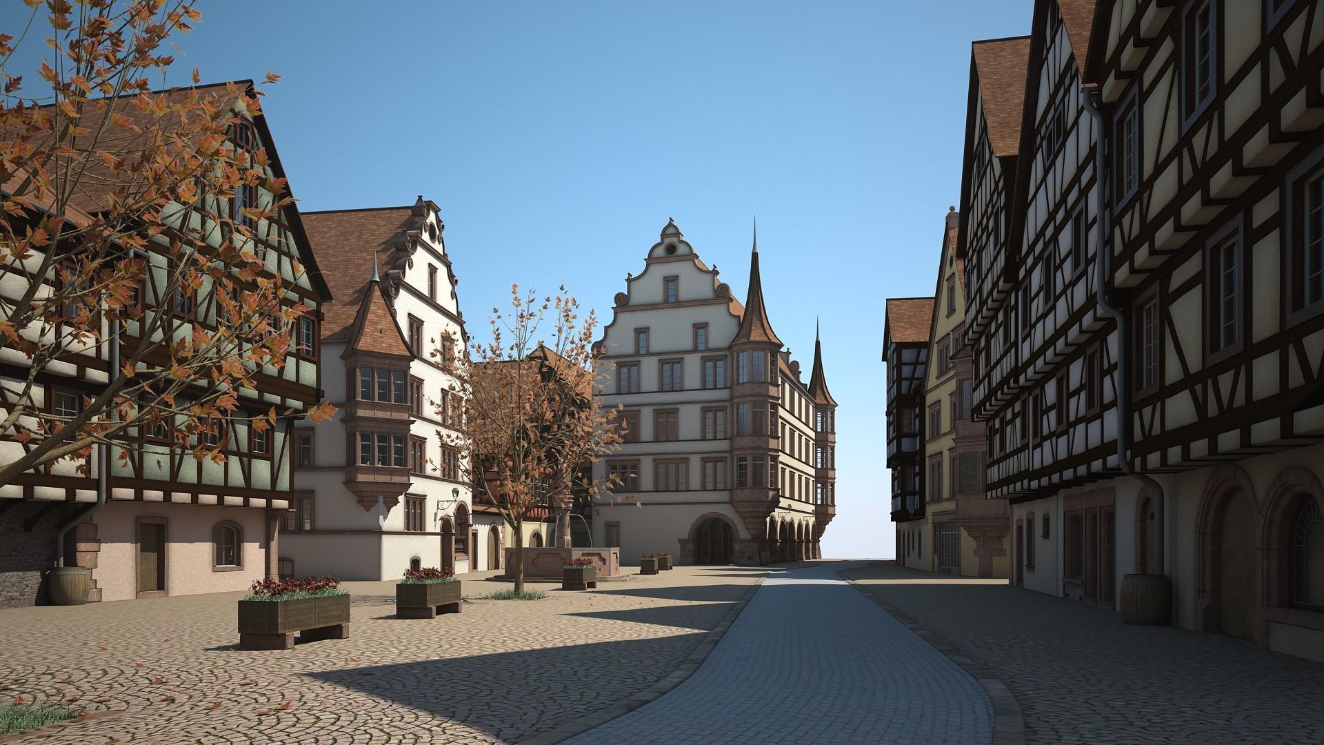 Medieval Village 3D model_1