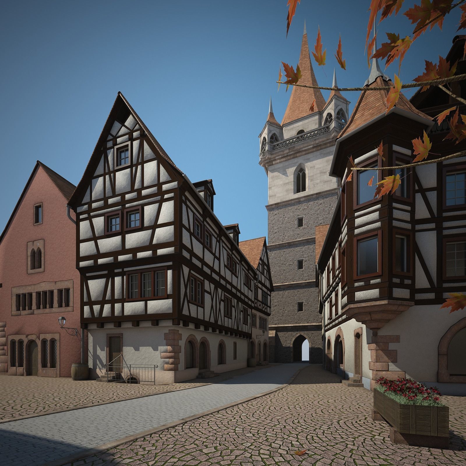 Medieval Village 3D model_10