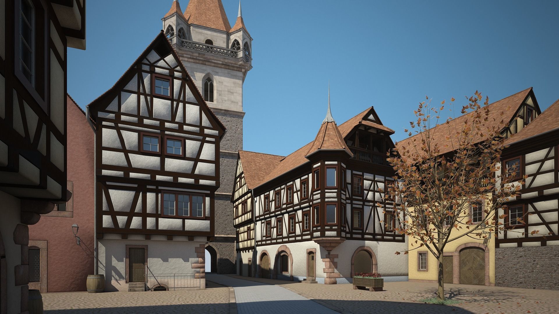 Medieval Village 3D model_5
