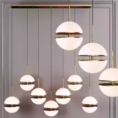 Restoration Hardware HEMISPHERE 7-LIGHT LINEAR CHANDELIER Brass 3D model
