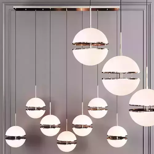 Restoration Hardware HEMISPHERE 7-LIGHT LINEAR CHANDELIER Nickel