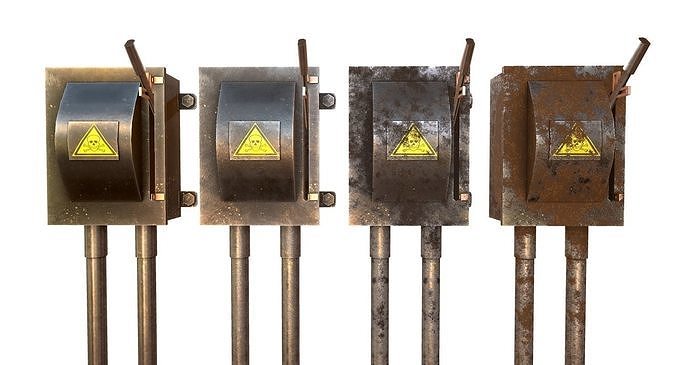 Low Poly Electrical Boxes Low-poly 3D model