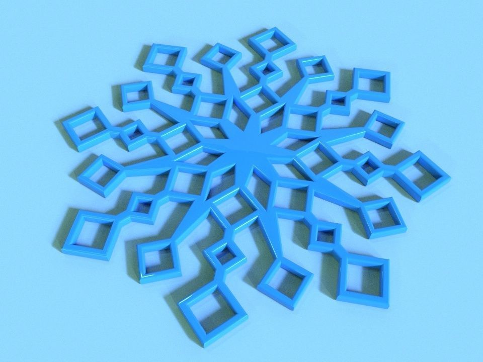 Rounded snowflakes 3D print model_3