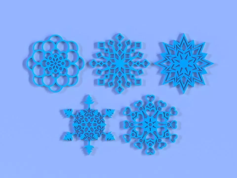 Rounded snowflakes 3D print model_0