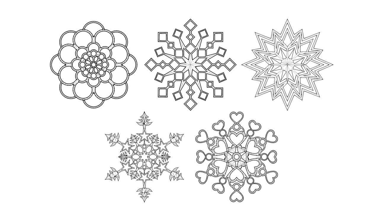 Rounded snowflakes 3D print model_5