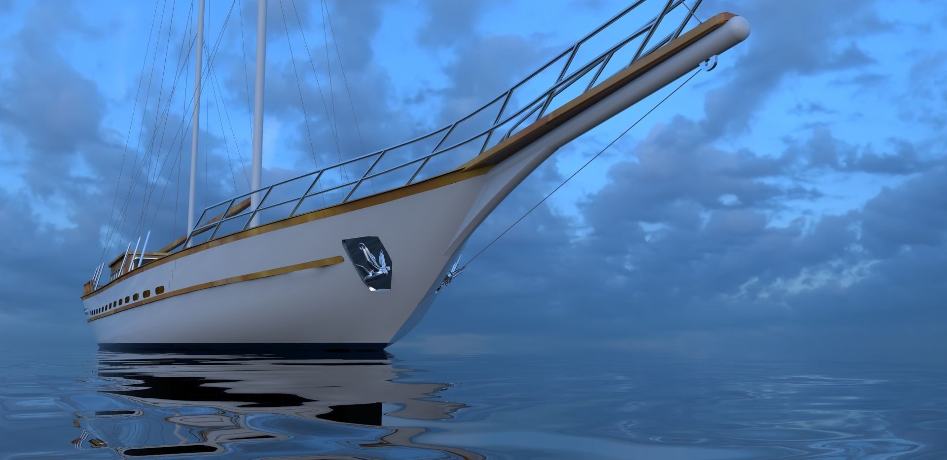 CLASSIC SAILING BOAT - GULET 3D model_12