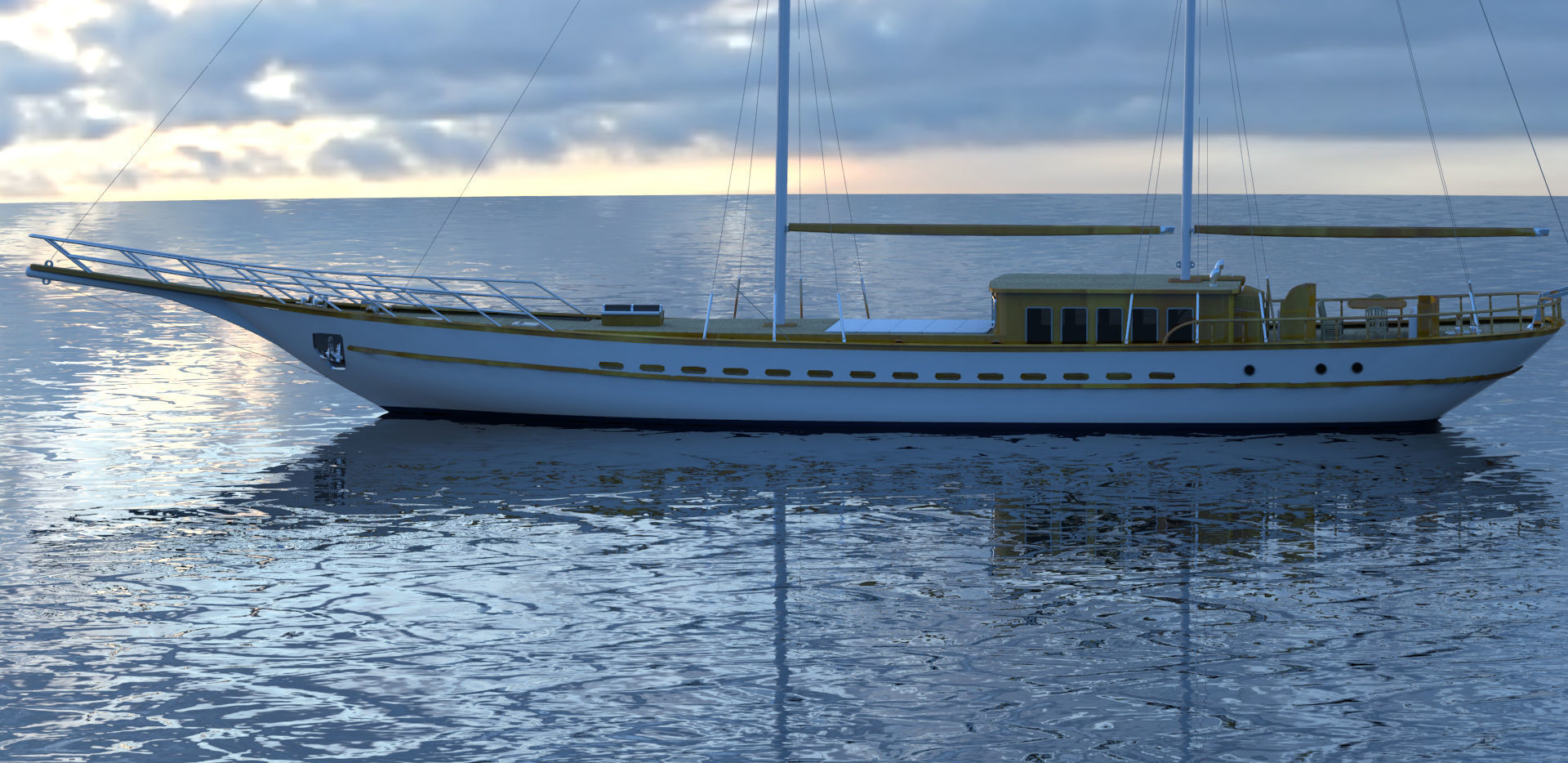 CLASSIC SAILING BOAT - GULET 3D model_7
