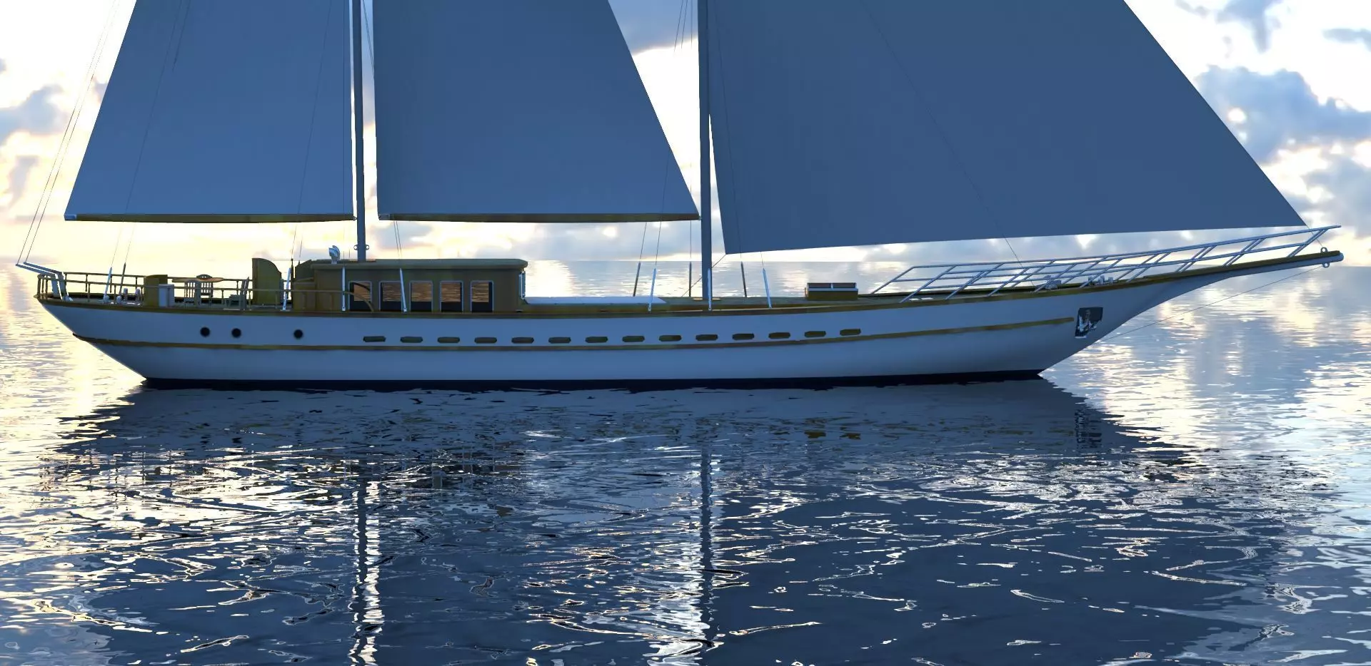 CLASSIC SAILING BOAT - GULET 3D model_0