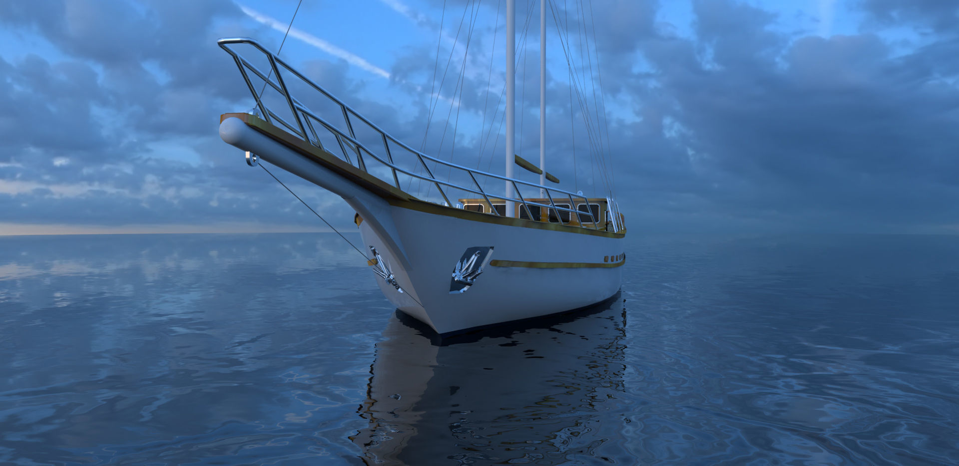 CLASSIC SAILING BOAT - GULET 3D model_11