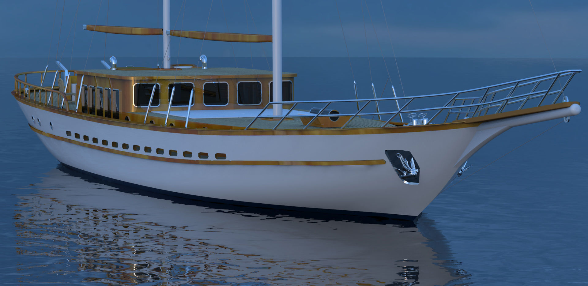 CLASSIC SAILING BOAT - GULET 3D model_1