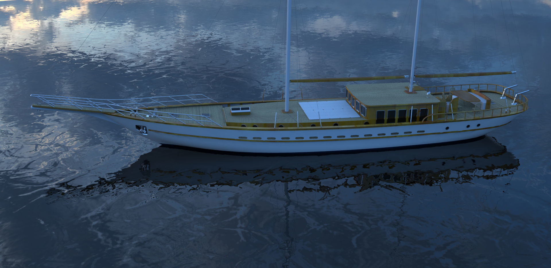 CLASSIC SAILING BOAT - GULET 3D model_10