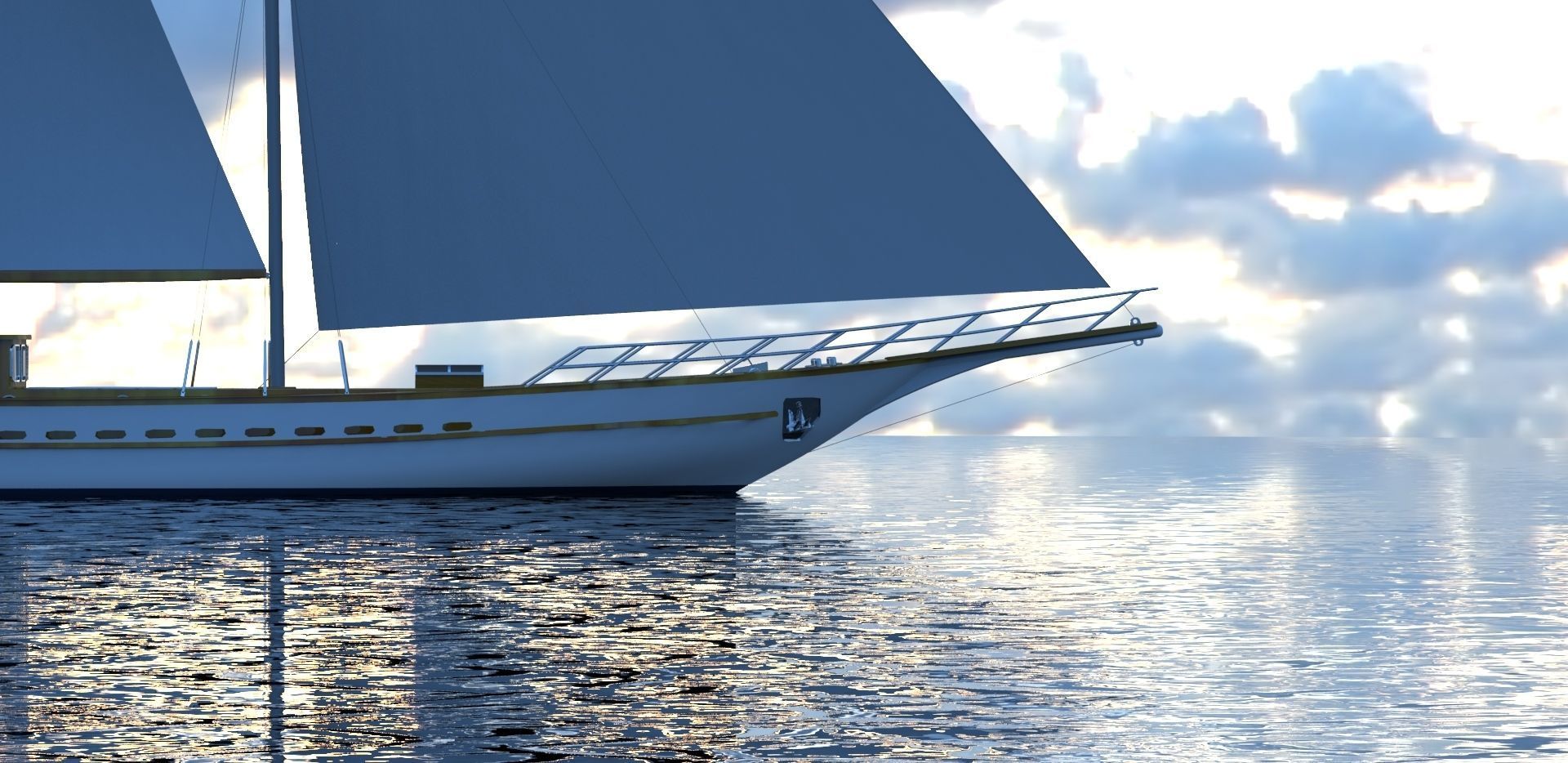 CLASSIC SAILING BOAT - GULET 3D model_6