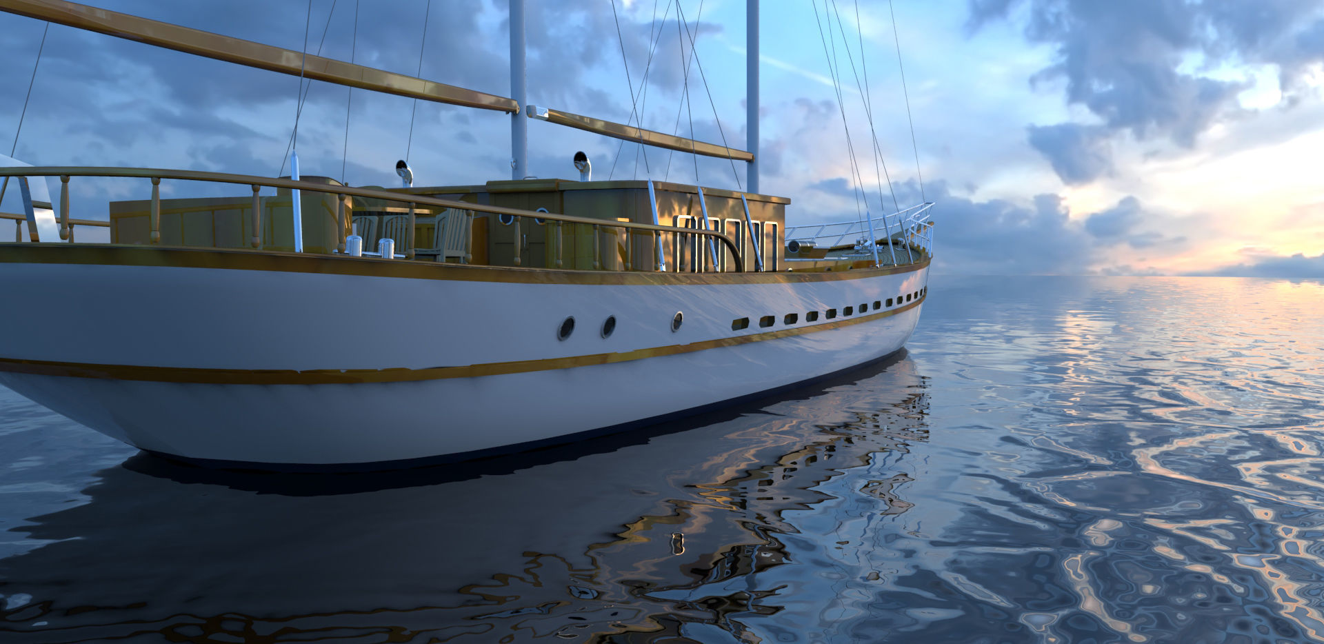 CLASSIC SAILING BOAT - GULET 3D model_13