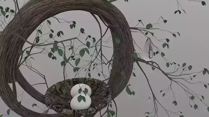 Bird Nest modeled egg 3D model