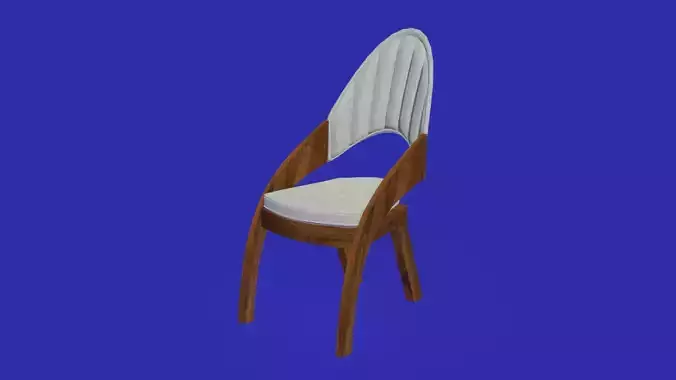 Modern wooden and white cotton chair