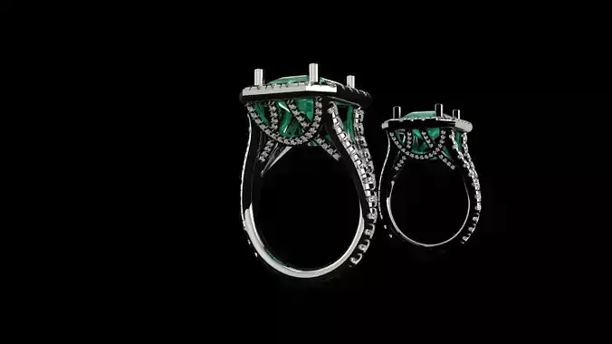 The Ring Eiffel Emerald and diamonds