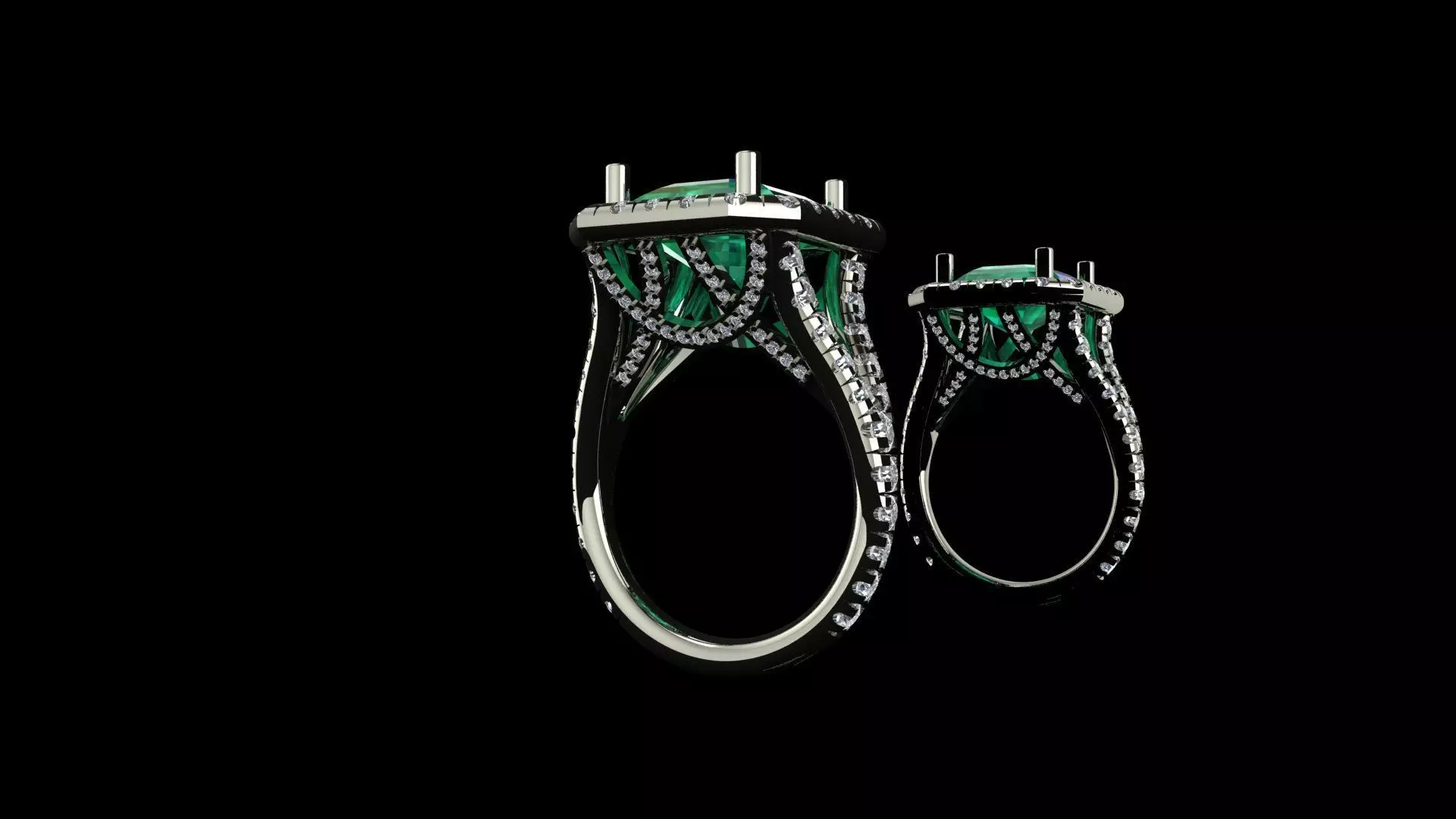 The Ring Eiffel Emerald and diamonds 3D print model