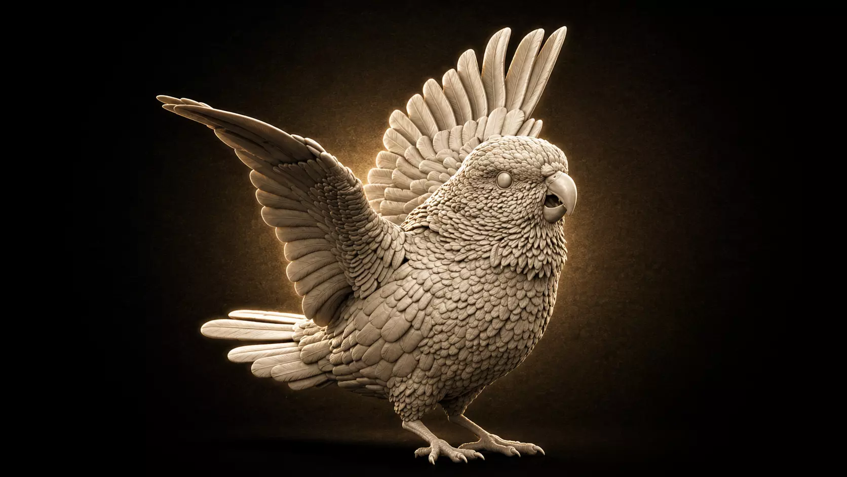 parrot bird with wings spread 3D print model