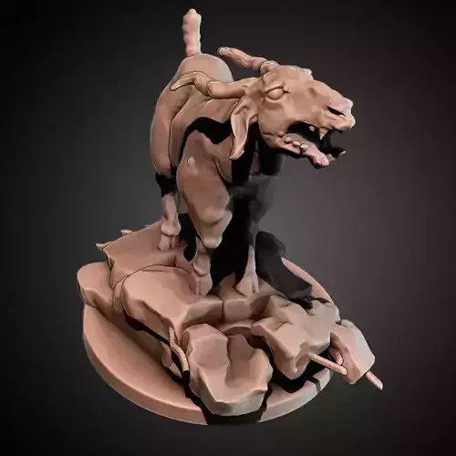 Goatie goat on rock 3D print model
