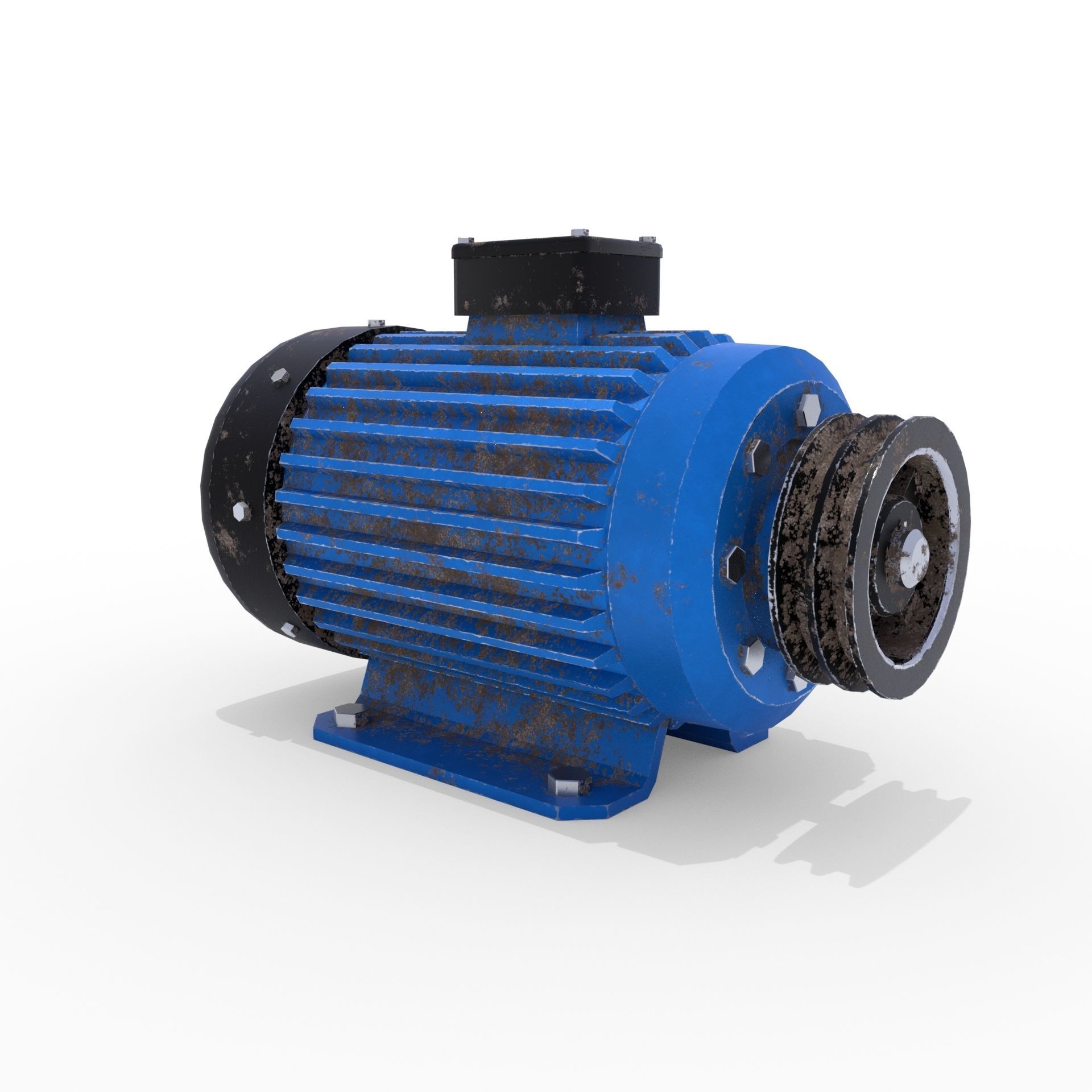 Electric Motor 3 Low-poly 3D model_3