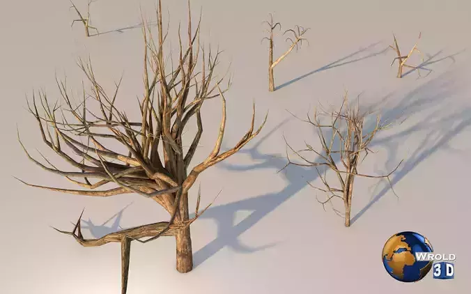 Dead Tree Collection Pack Lowpoly 3D Model