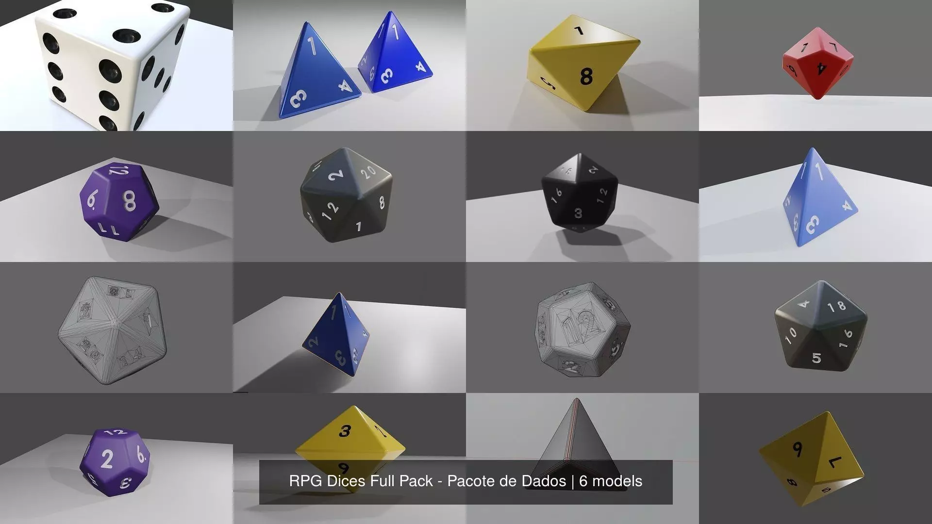 RPG Dices Full Pack - Pacote de Dados 3D Model Collection_6