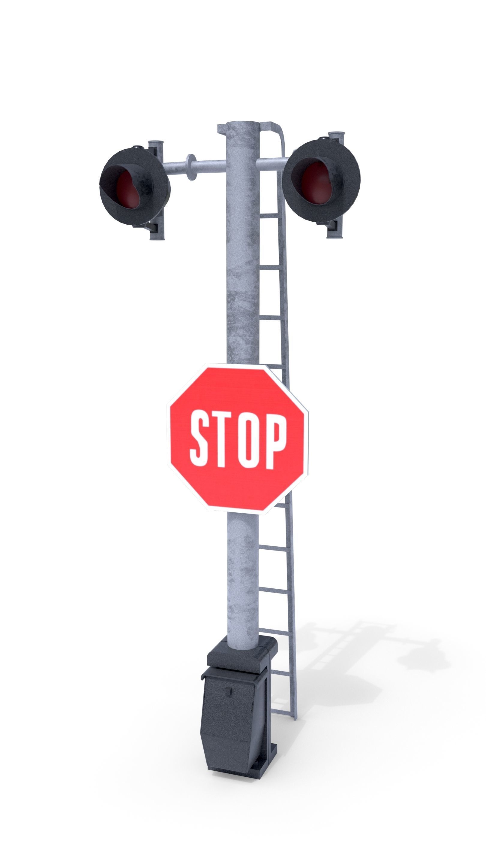 Rail Crossing Traffic Light Pack 1 Low-poly 3D model_2