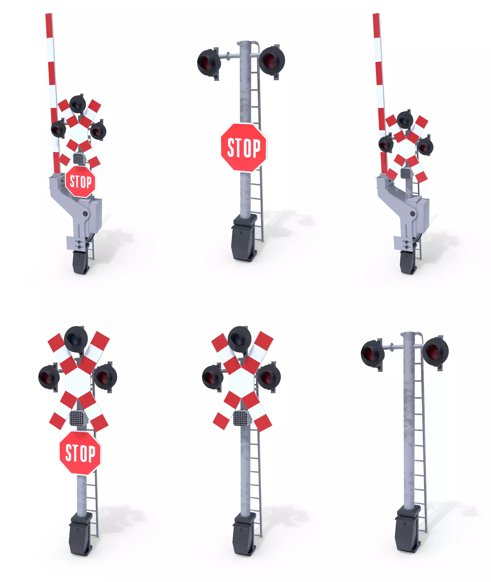 Rail Crossing Traffic Light Pack 1 Low-poly 3D model_0