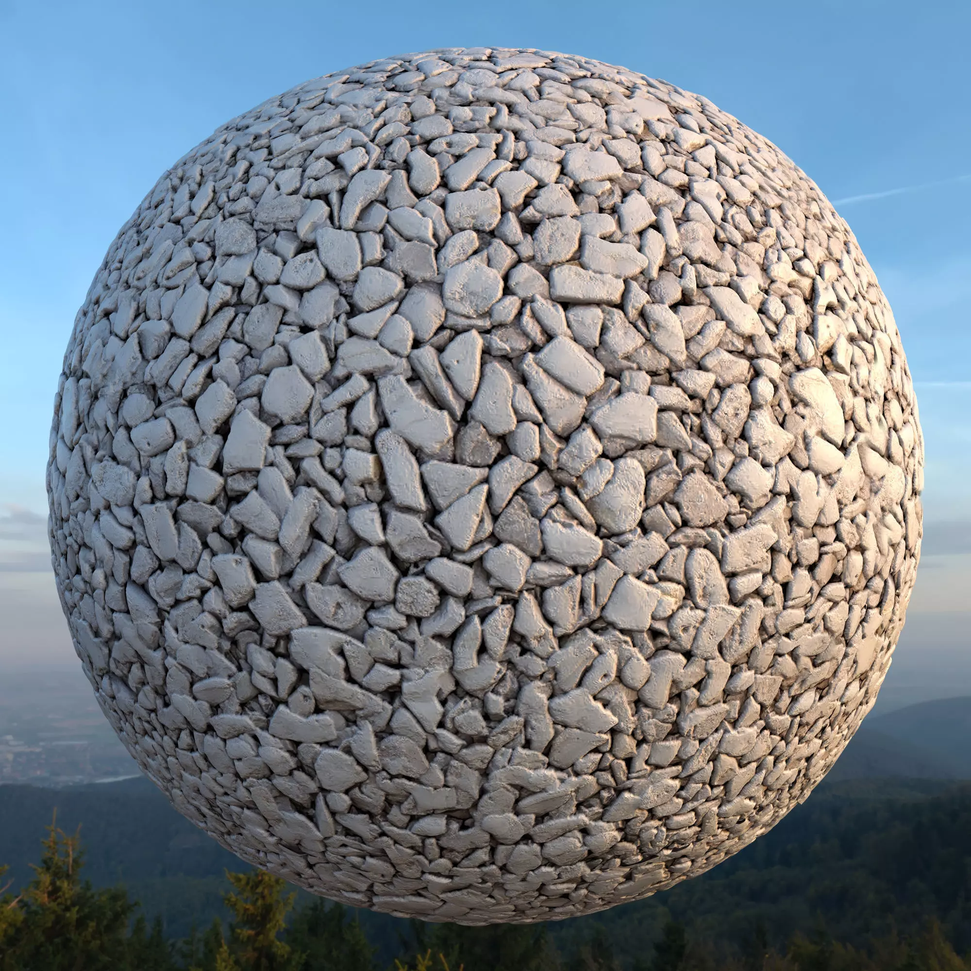 White small Gravel Pebbles material Seamless Texture_0