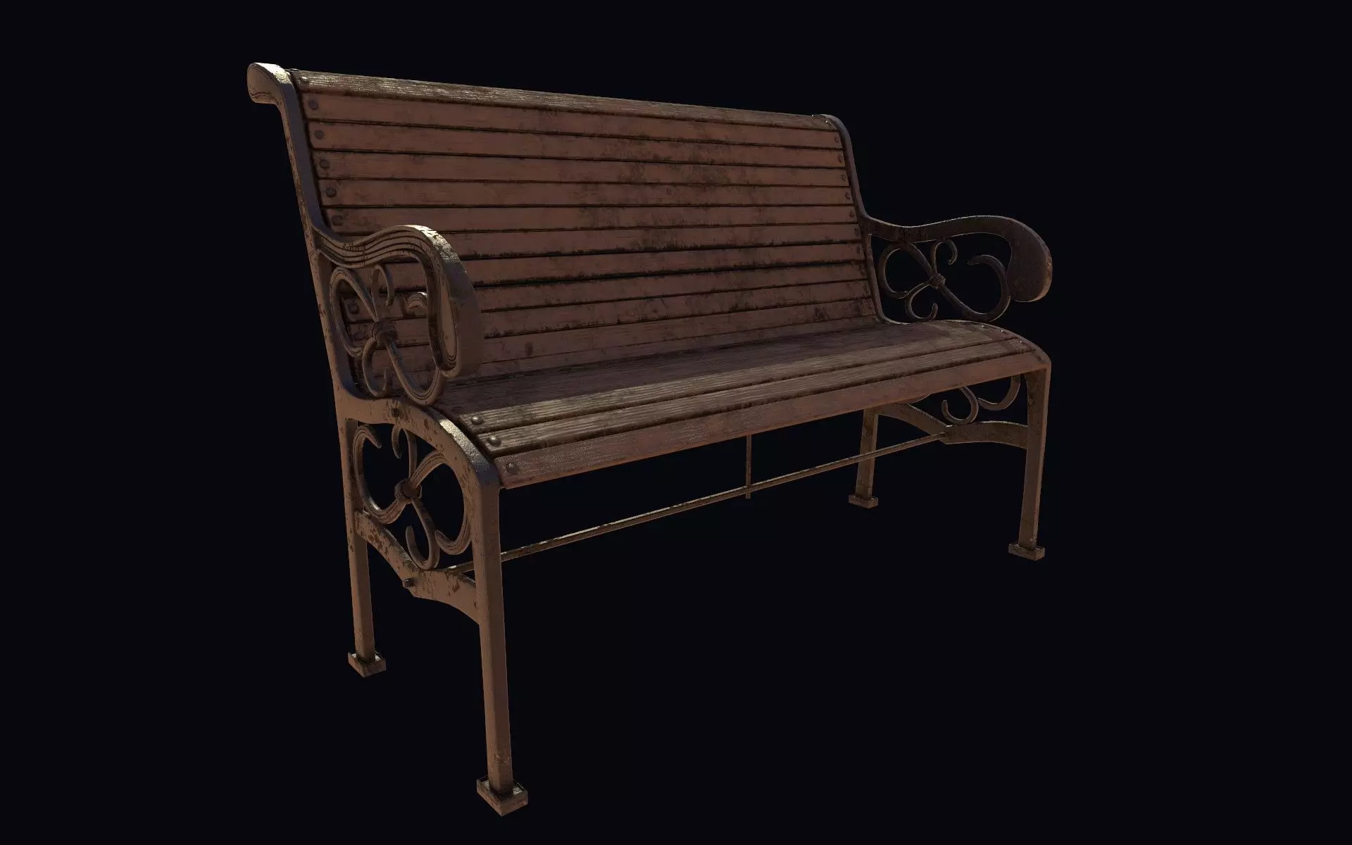 Victorian Park Bench Low-poly 3D model