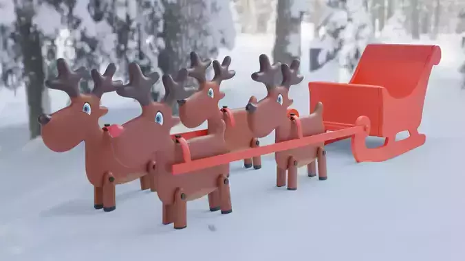 Reindeer with sledge