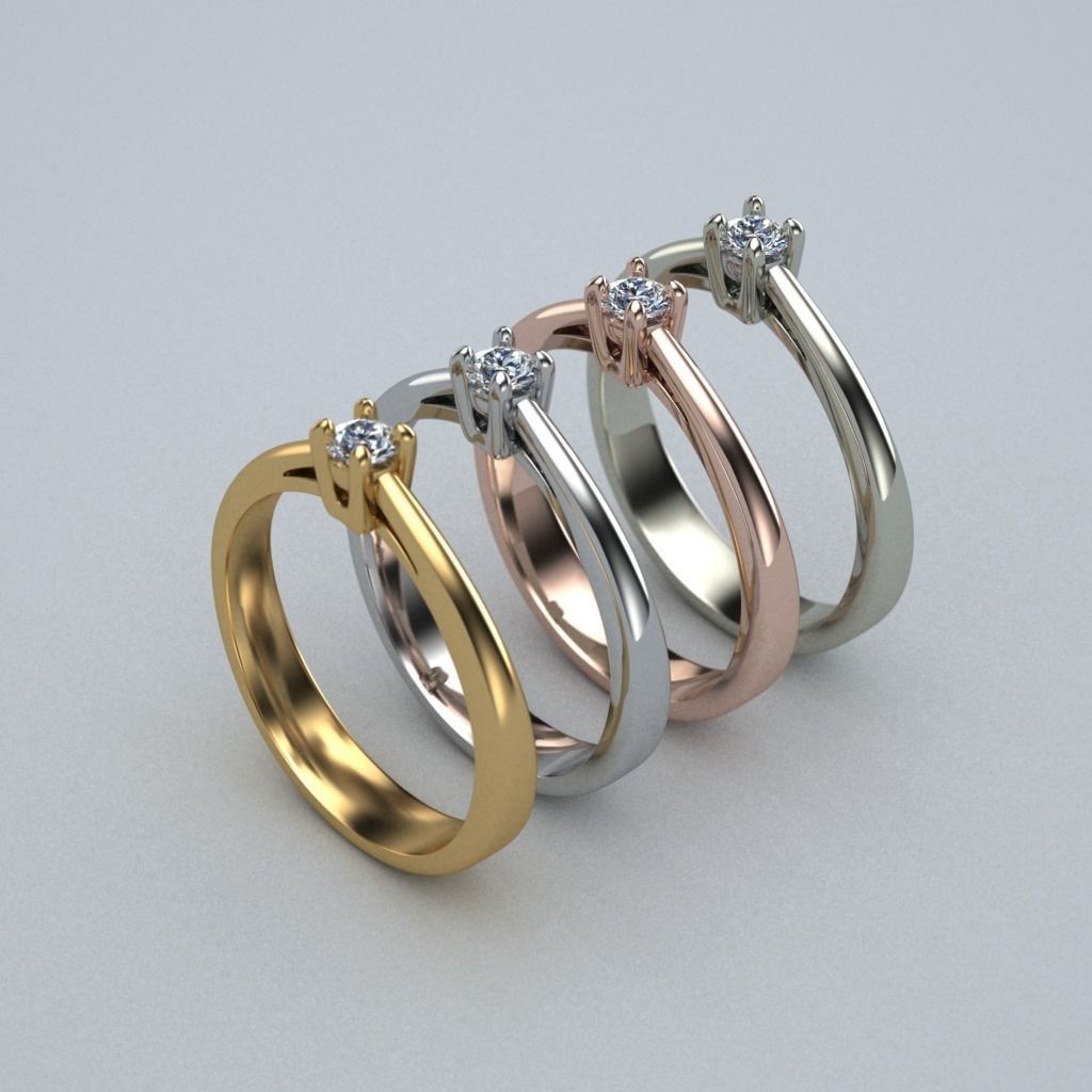 Solitaire engagement ring 3D print model_3