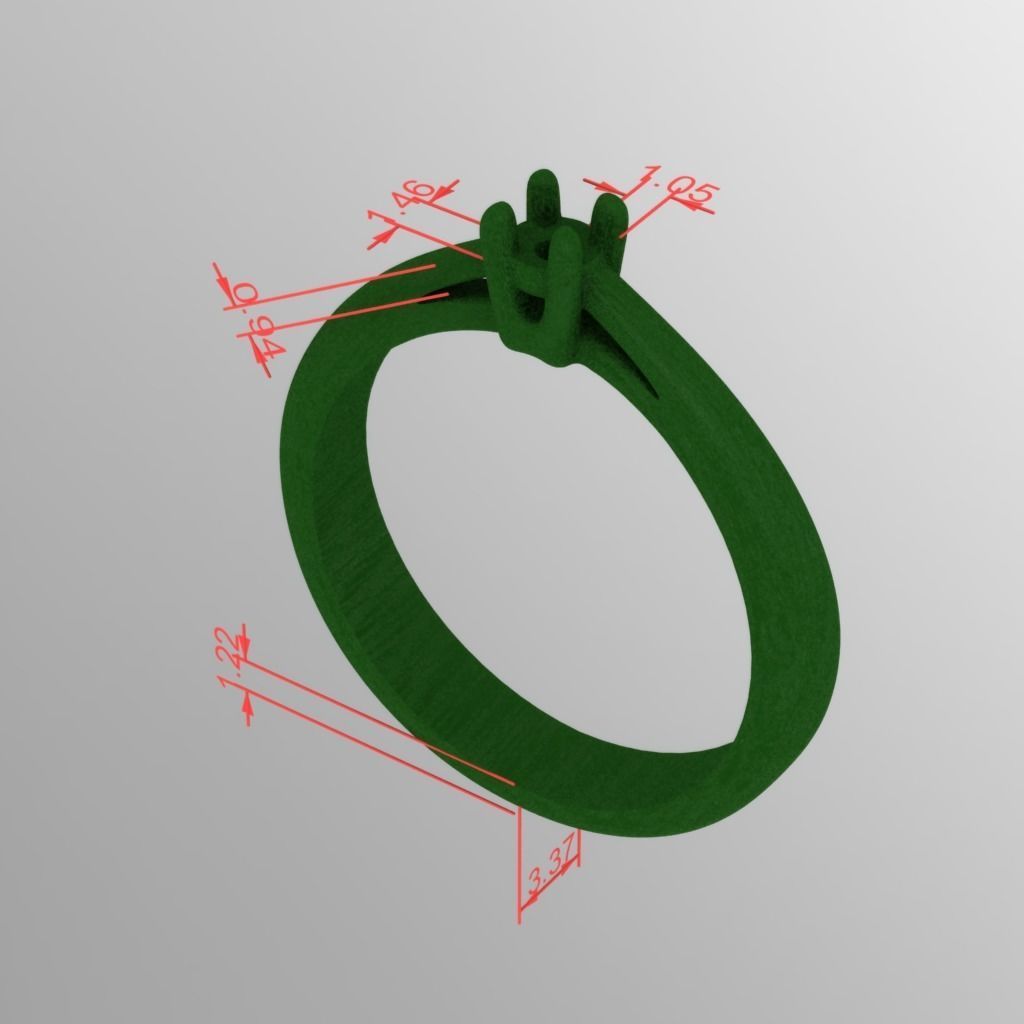 Solitaire engagement ring 3D print model_7